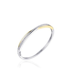 Gisser Two Toned CZ Crossover Bangle