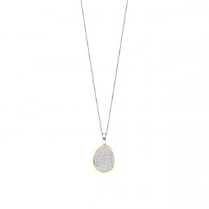 Ti Sento Two Tone Oval Pave Pendant