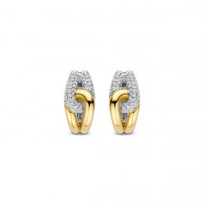 Ti Sento Gilded Pave Crossover Hoops
