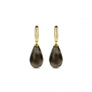 Ti Sento Gilded Brown Dropper Hoop Earrings