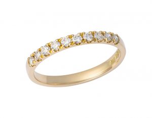 18K Yellow Gold 10 Diamond Band Pavé Set