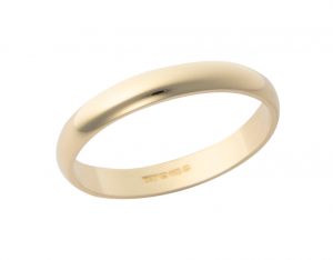 18K Yellow Gold 3mm Domed Band