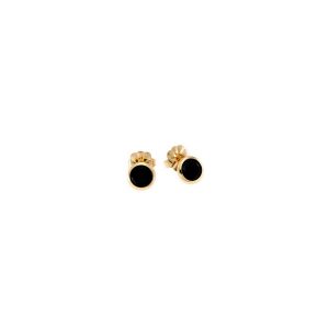 Aquaforte Tonde Reverse Stud Earrings with Black Glass Paste