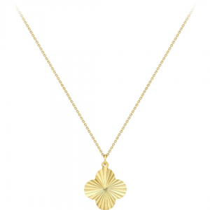 9K Yellow Gold Diamond Cut Clover Pendant