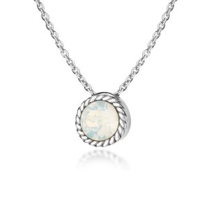 Sterling Silver Opal Necklace 18"