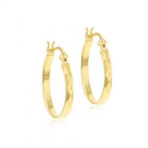 Gold Plated Diamond Cut Creole Hoop Earrings