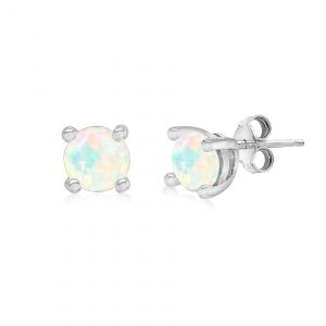Sterling Silver Opal Stud Earrings