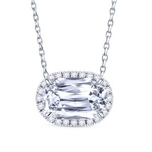 18K White Gold Lab Grown Diamond Oval Cluster Pendant 1.60ct