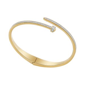 Sterling Silver Yell Cubic Zirconia Nail Bangle