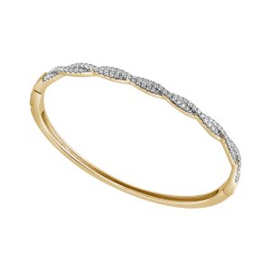 Silver Gold Plated Cubic Zirconia Twisted Bangle