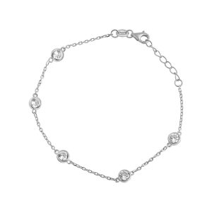 Silver Cubic Zirconia Rubover Chain Bracelet
