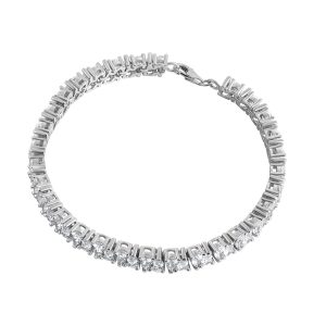 Silver Cubic Zirconia Pear Tennis Bracelet