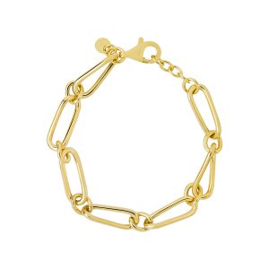Silver Gold Long Twisted Link Bracelet