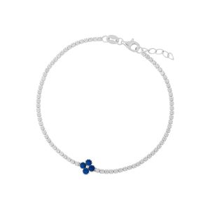 Silver Sapphire Cubic Zirconia Clover Tennis Bracelet