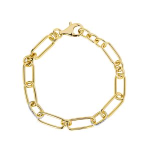 Silver Cubic Zirconia Chunky Long Link Bracelet