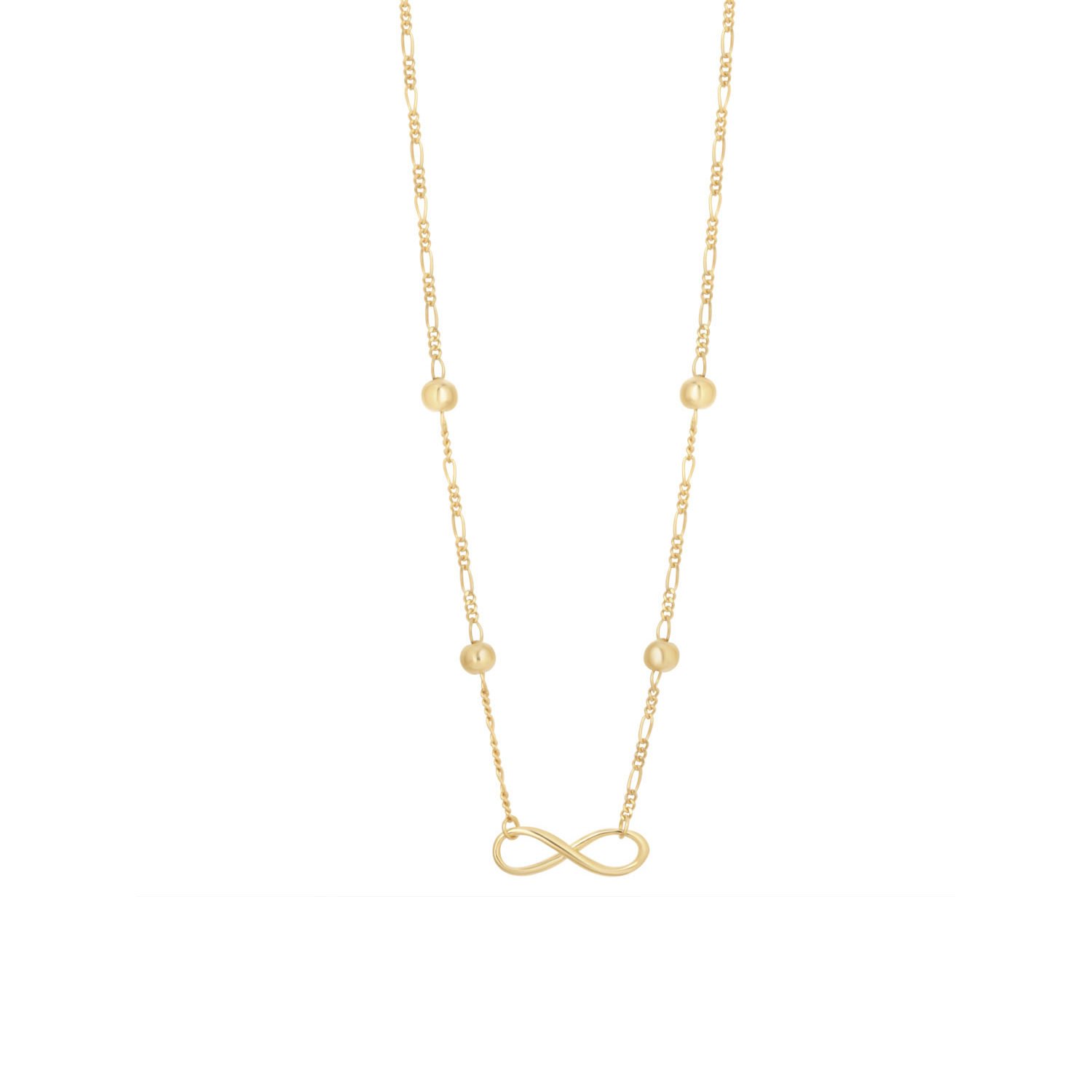 Silver Yellow Infinity Figaro Ball Necklace