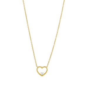 Silver Ribbed Cubic Zirconia Open Heart Pendant