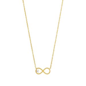 Silver Ribbed Cubic Zirconia Open Infinity Pendent