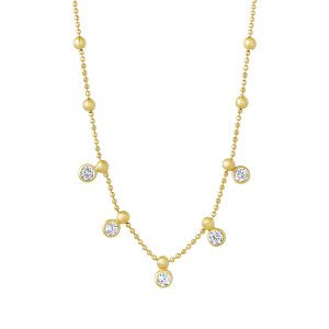Silver Gold Fancy Ball Chain Cubic Zirconia Necklace