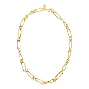 Silver Gold Long Twisted Link Necklace