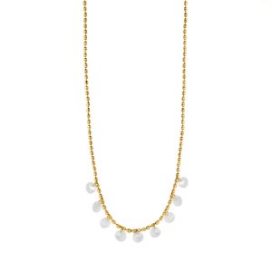 Silver Gold Ball Chain with Cubic Zirconia Drops Necklace