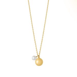 Silver Ball and Peark Charm Necklace
