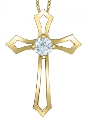 9K Yellow Gold Lab Grown Diamond Cross and Chain