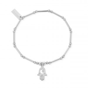 ChloBo Dainty Moon Cut Sparkle Hamsa Bracelet