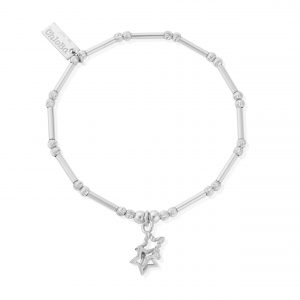 ChloBo Dainty Moon Cut Sparkle Interlocking Star Bracelet