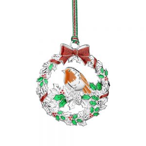 Newbridge Robin with Holly Christmas Tree Decoration