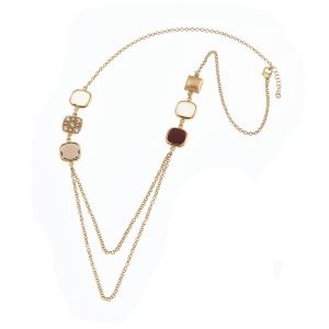 Aquaforte Caramelle Reverse necklace with cognac, white and brandy glass pastes