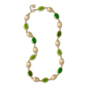 Aquaforte Caramelle Ovali necklace with green tones glass pastes
