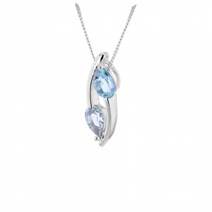 Sterling Silver White & Blue Topaz Pendant