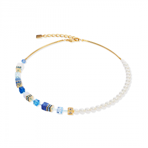 Coeur de Lion GeoCUBE Precious Fusion Pearl Blue Necklace