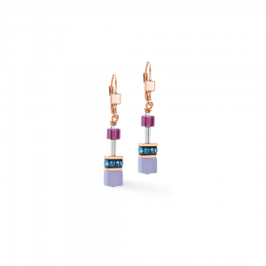 Coeur de Lion GeoCUBE Iconic Earrings Blue Moon in Rose Gold