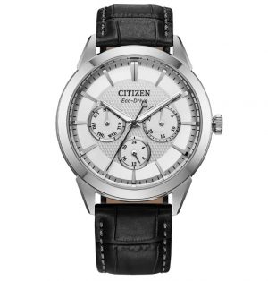 Citizen Gents Rolan Multi Dial White Dial and Leather Strap