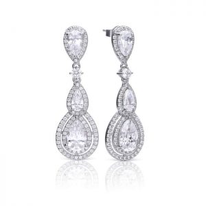 Diamonfire Statement Halo Teardrop Earrings