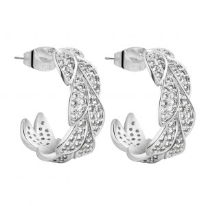 Newbridge Silver Plated Demi Hoop Leaf Earrings