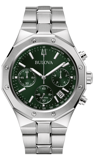 Bulova Prestige Chronograph Stainless Steel Green Dial Watch