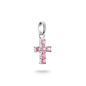 THOMAS SABO Silver Pink Cross Charm Connect