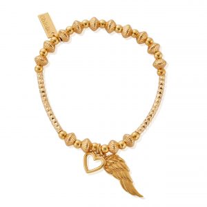 ChloBo Pattern Noodle Disc Heart And Angel Wing Bracelet