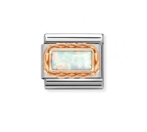 Nomination Composable Classic Link, White Opal in Rose gold