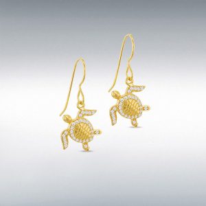 Silver and Gold Plated Cubric Zirconia Turle Drop Earring