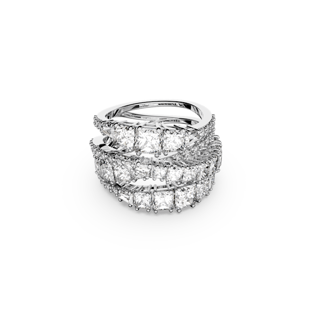 Swarovski White Rhodium Plated Twist Wrap Ring