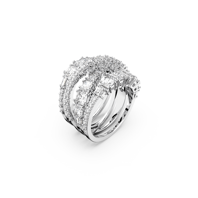 Swarovski White Rhodium Plated Twist Wrap Ring - Image 2