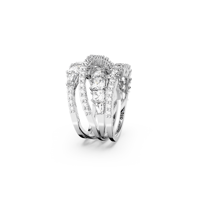 Swarovski White Rhodium Plated Twist Wrap Ring - Image 3