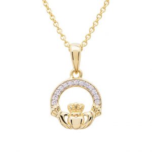 14K Gold Vermeil Claddagh Necklace