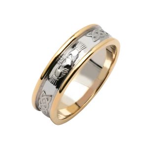 Gents 14K Claddagh Two Tone Wedding Band