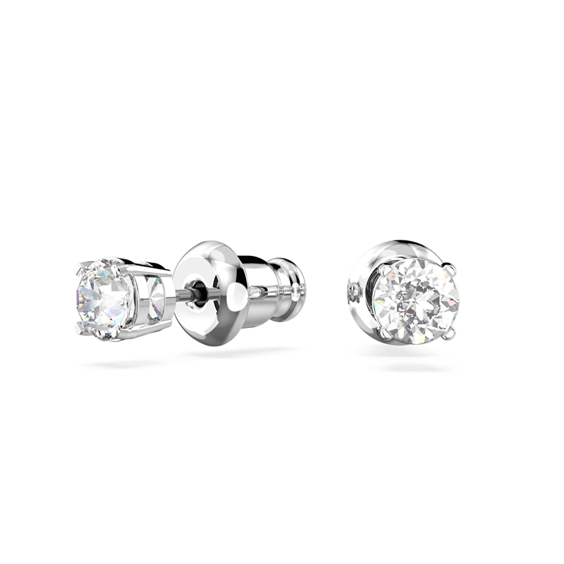 Swarovski Attract Round Pierced Earrings White Rhodium Plating
