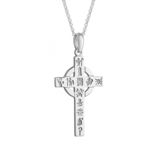 History Of Ireland Sterling Silver Small Cross Necklace